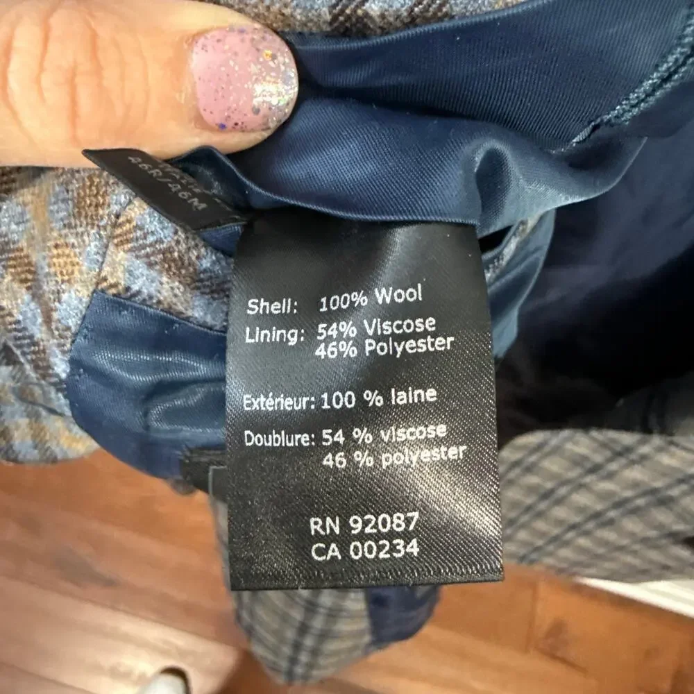 Saks Fifth Ave Reda 1865 Plaid Blazer 46R Wool Sport Coat